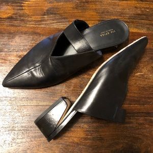 Via Spiga Black Pointed Leather Flats